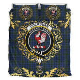 Cockburn Blue Tartan Crest Bedding Set - Golden Thistle Style